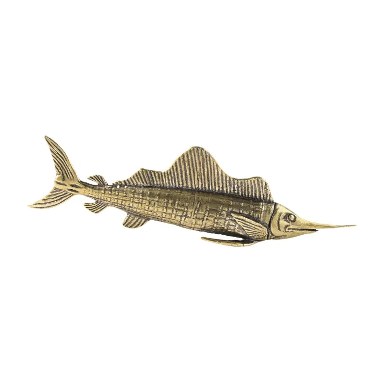 Brass Sailfish Sculpture 17.7cm Copper Sculpture for Living Room Bedroom Car Lightweight Cotton Bra