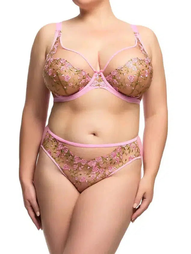 Charming Pink Rosewyn Full Figure Bra Elegant Lace Bralette