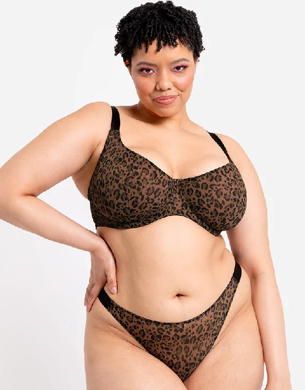 Curvy Kate Cool Cat Scooped Multiway Balcony Bra Leopard Brown Soft Lace Bra