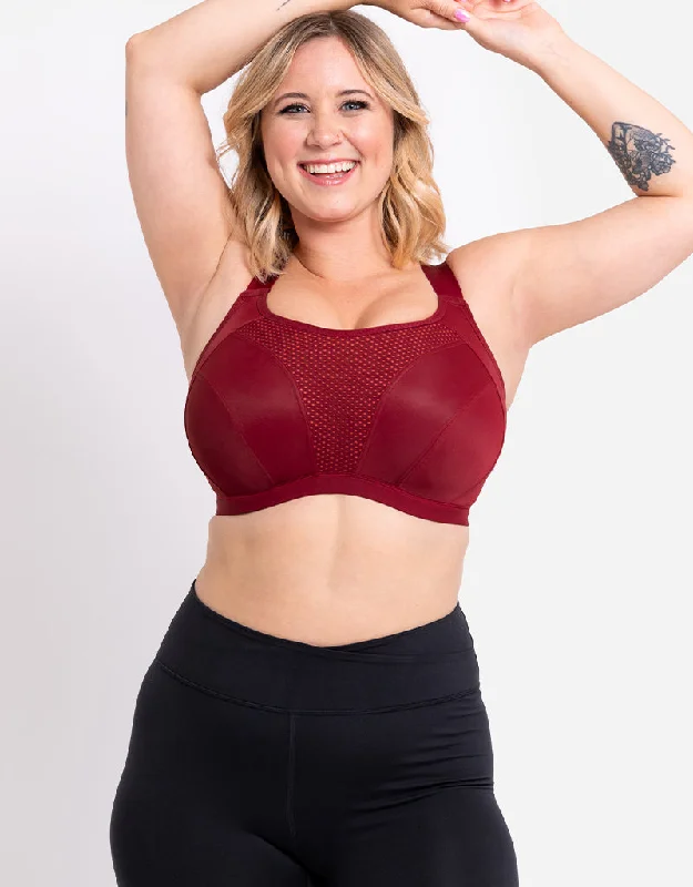 Curvy Kate Everymove Wired Multiway Sports Bra Beet Red/ Coral Supportive Cotton Bra