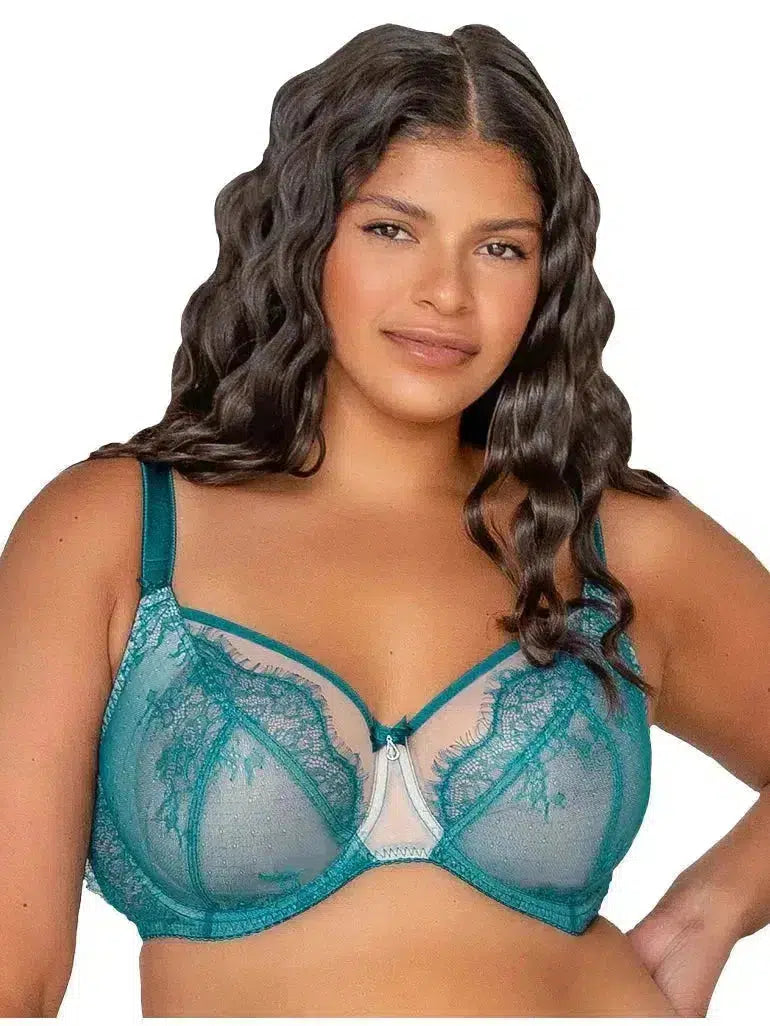 Dark Teal Ava See-Thru Lace Bra Contour Bra Style