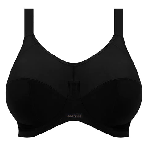 Elomi Energise Sports Bra Black Lace-Trimmed Bra