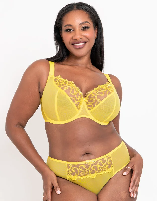 Flirtelle Alice Balcony Bra Sunshine Yellow Adjustable Back Bra