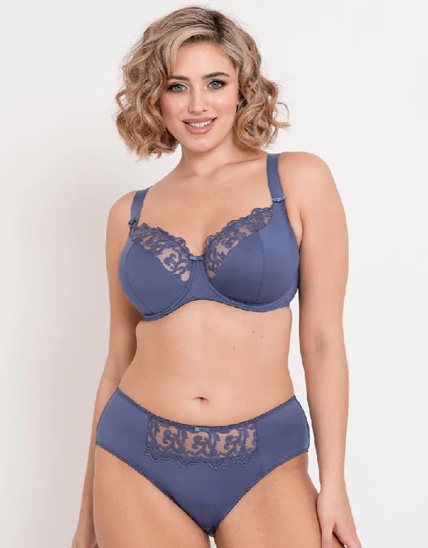 Flirtelle Swirl Balcony Bra Denim Blue Stylish Strapless Bra