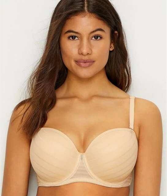 Freya Cameo Underwire Deco Strapless Molded Bra in Sand Elegant Cotton Bra