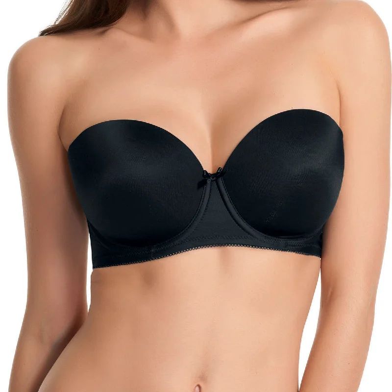 Freya Deco Underwire Molded Strapless Bra, Black Comfortable Lace Bralette