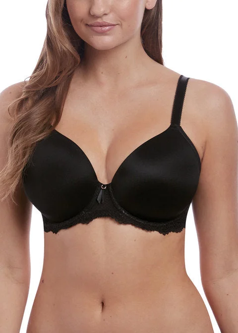 Freya Expression Underwire Demi Plunge Molded Bra, Black Floral Lace Bra