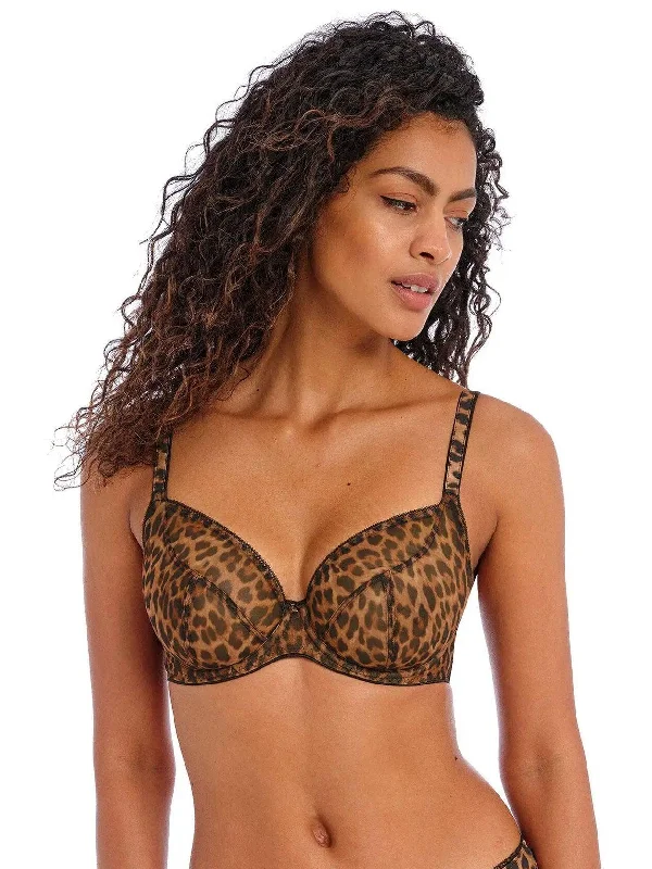 Leopard Wild Side Underwire Plunge Bra Push-Up Padded Bra