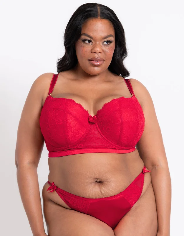 Liaison Vienna Padded Longline Balcony Bra Red Push-Up Bra Set