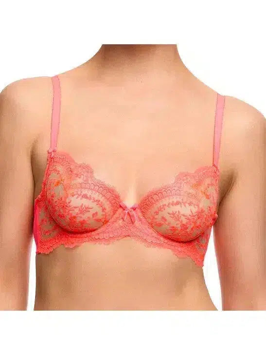 Neon Coral Severine Bra Sexy Mesh Bralette