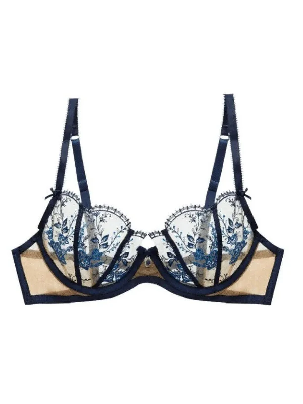 Queens Blue Femmoiselle Bra Sexy Mesh Bralette