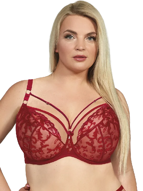 Ruby Red Clarisa Soft Cup Bra Elegant Silk Bra