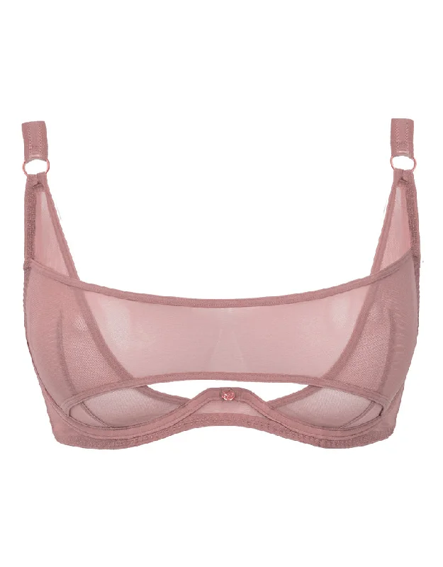 Scantilly Peep Show Deep Plunge Bra Dusty Rose Full Coverage Bralette