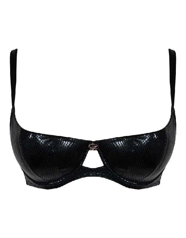 Scantilly Serpent Padded Half Cup Bra Black Stylish Lace Bralette