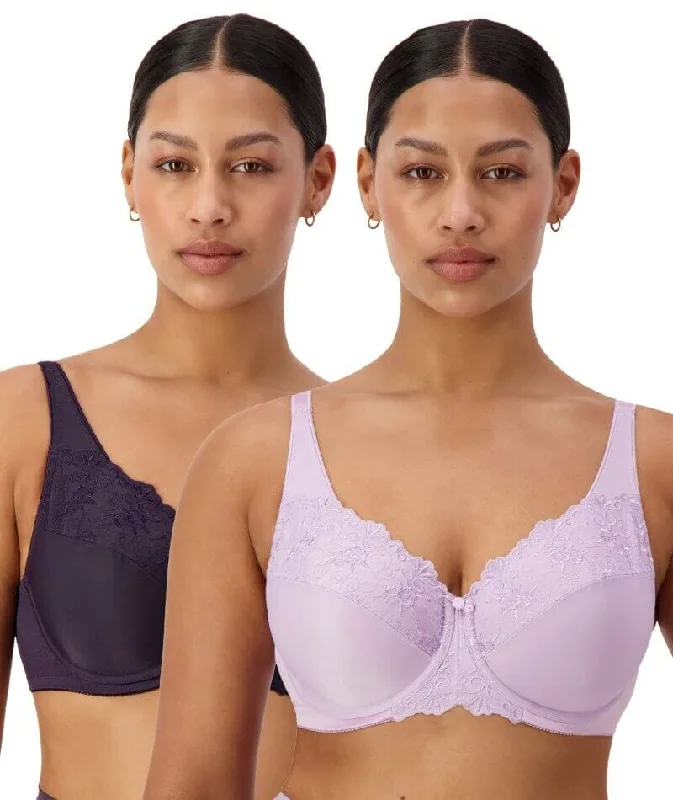 Triumph Embroidered Minimiser Bra 2 Pack - Blueberry/Stardust Classic Wire-Free Bra