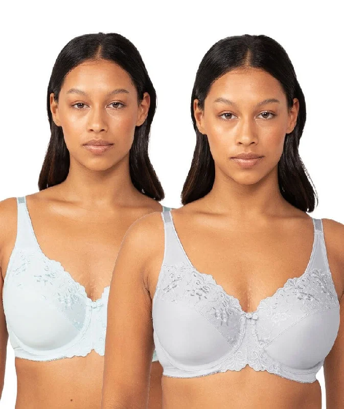 Triumph Embroidered Minimiser Bra 2 Pack - Green/Grey Smooth Fit Bra