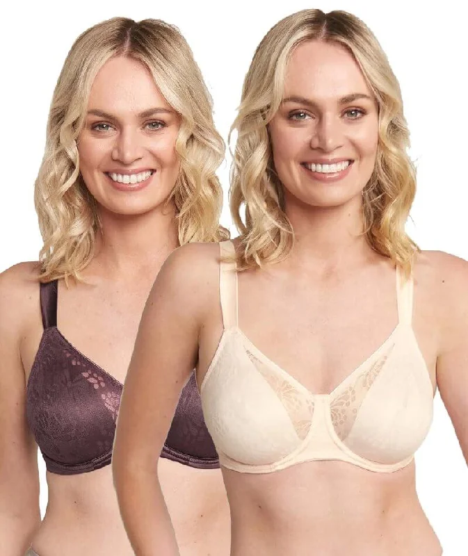 Triumph Lacy Minimizer 2 Pack Bra - Cream/Brown Daily Comfort Bra