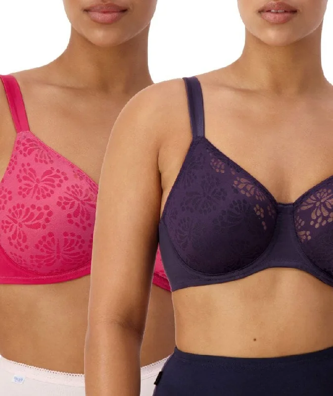 Triumph Lacy Minimizer 2 Pack Bra - Red-Dark Combination Active Wear Bra