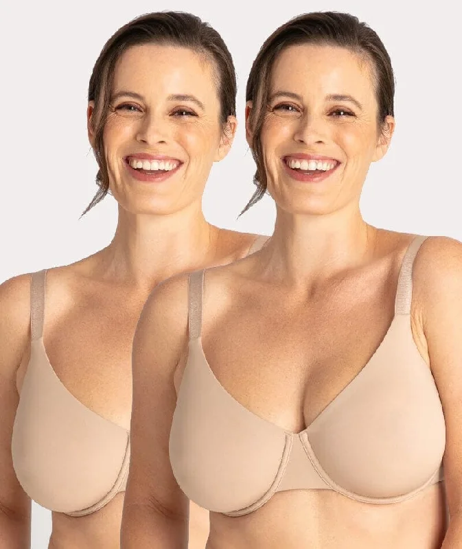 Underbliss Invisibliss Moulded Microfibre Underwire Bra 2 Pack - Nude Full Coverage Bralette