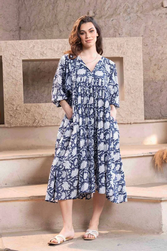 Ava - Printed Midi Dress Chic Off-Shoulder Midi Dress