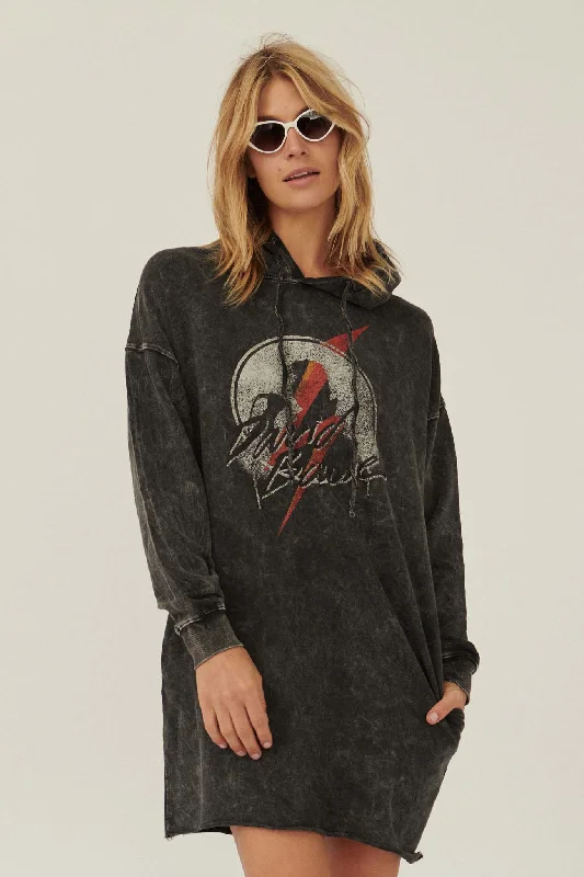 David Bowie Silhouette Graphic Hoodie Mini Dress Classic Shift Mini Dress