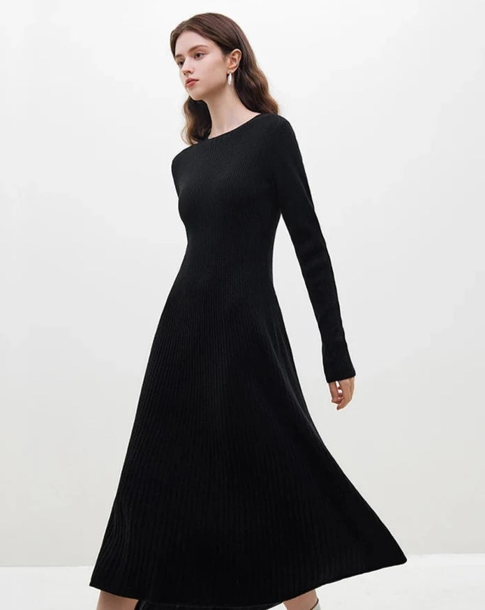 Simple  Knitted Slimming Midi Dress Trendy Bodycon Midi Dress