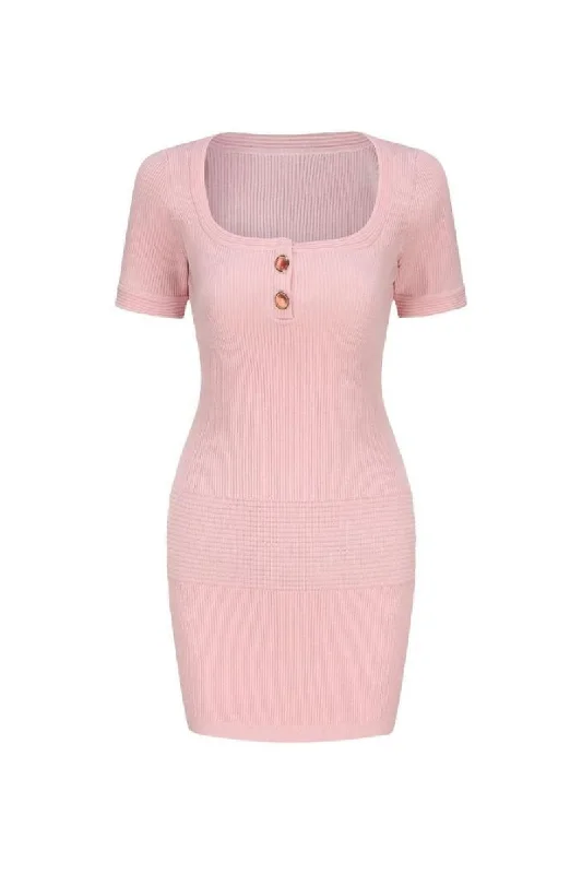 GEMMA PINK MINI DRESS Comfortable Casual Mini Dress