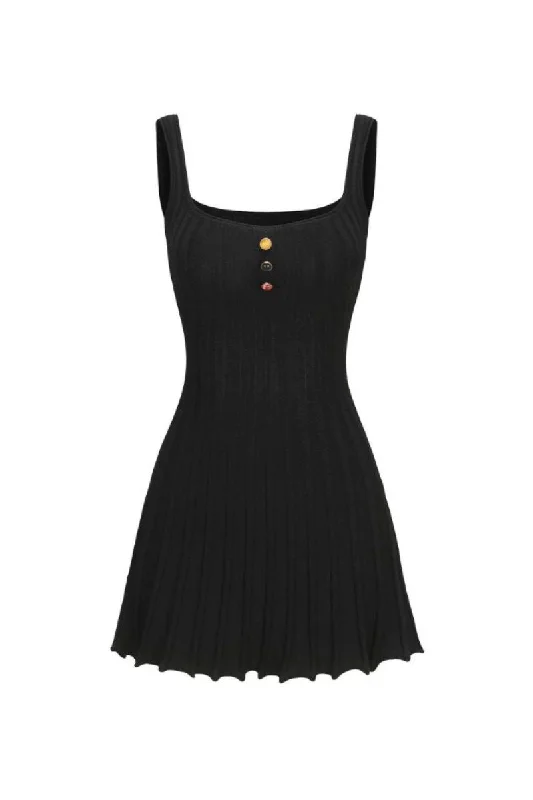 JANELLE BLACK KNIT MINI DRESS Cozy Jersey Mini Dress