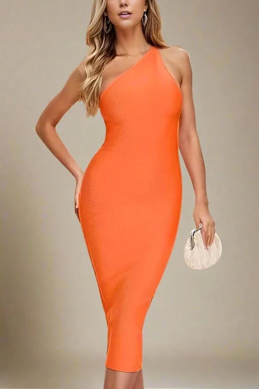 Joi Bodycon Midi Dress - Apricot Orange Trendy Bodycon Midi Dress