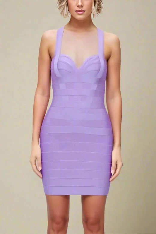 Mara Bandage Mini Dress - Violet Purple Elegant Silk Mini Dress