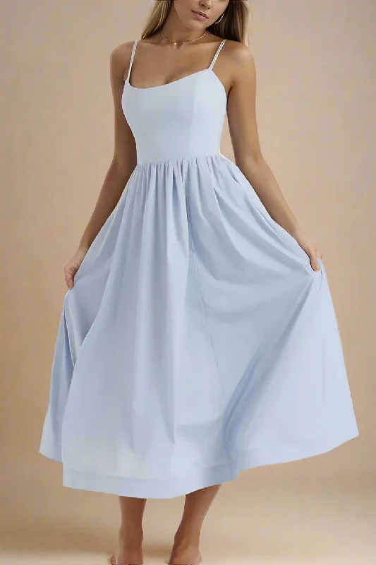 Paloma Bodycon Midi Dress - Baby Blue Stylish Button-Down Midi Dress