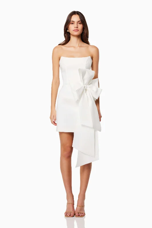 Phaedra 3D Bow Mini Dress In White Fashionable Mini Dress with Frills