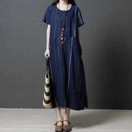 Summer Cozy Linen Plus Sizes Midi Dresses Elegant Floral Midi Dress