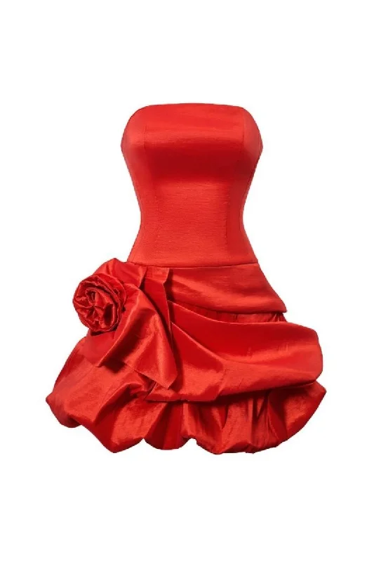 ZINNIA STRAPLESS ROSETTE MINI DRESS Elegant Vintage Mini Dress