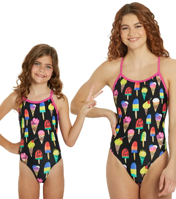 Sporti I-Scream Thin Strap One Piece Swimsuit (22-40) Vintage Swimwear Look