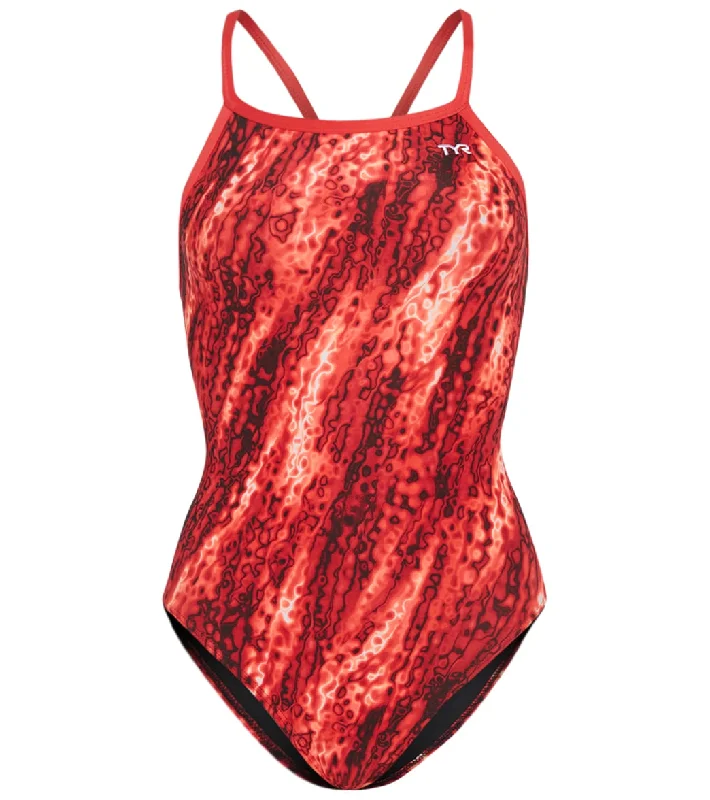 TYR Women's Pytha Diamondfit One Piece Swimsuit Red Vibrant Bikini Design