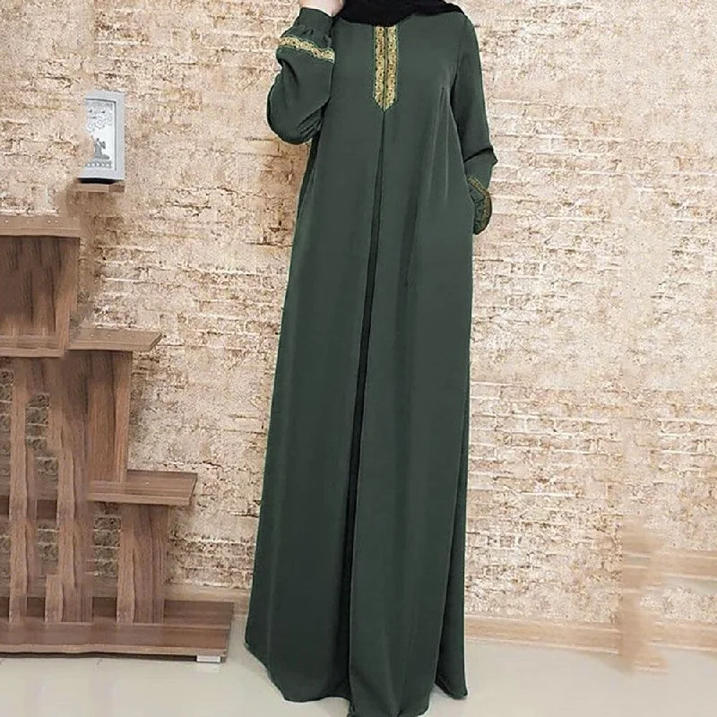 Casual Ramadan Kaftan Maxi Dress Comfortable Cotton Maxi Dress