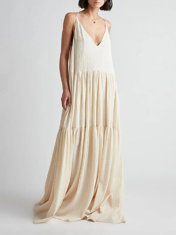 Elegant Resort Deep Charming V-Neckline Strappy Maxi Dress Elegant Wraparound Maxi Dress