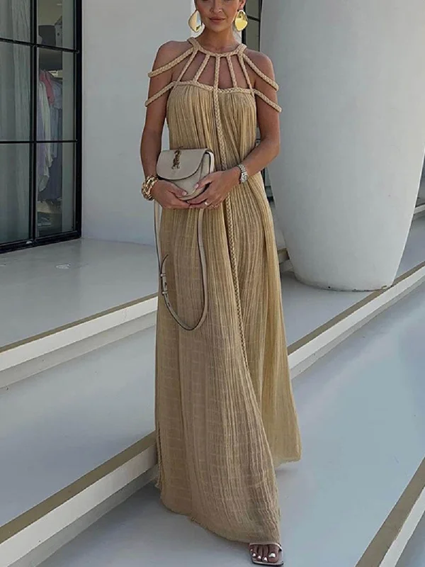 Draped Braids Cover Charming Up Maxi Dress Elegant Tiered Maxi Dress