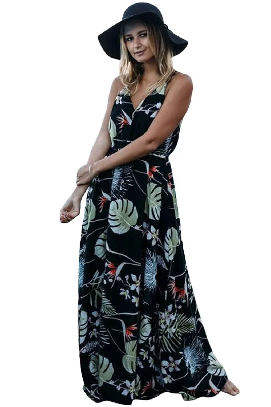 Love Me Or Not Floral Maxi Dress Elegant Maxi Dress with Drapes