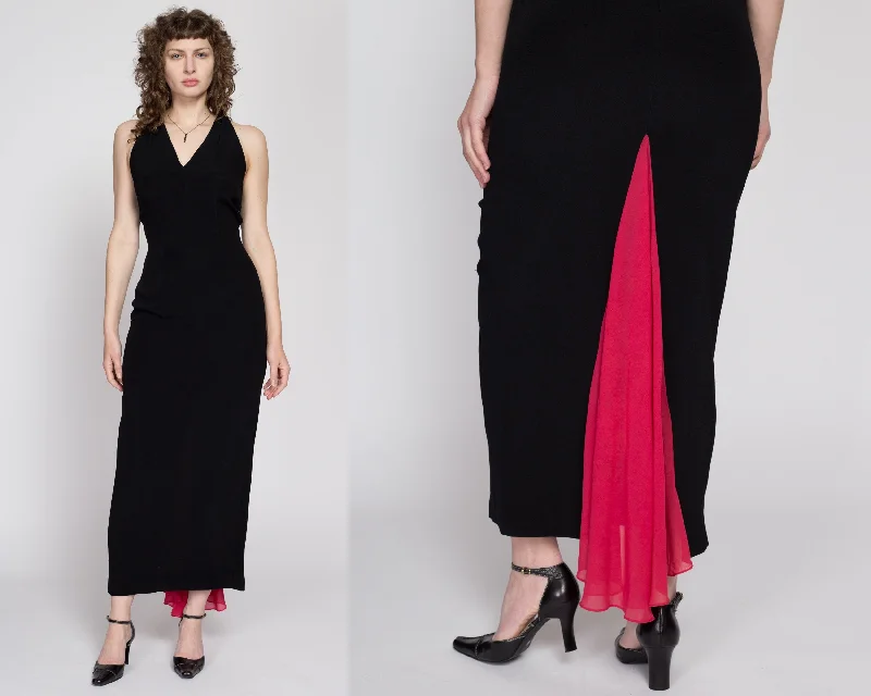 Medium 80s Nicole Miller Peekaboo Train Maxi Dress Stylish Maxi Dress with Frills