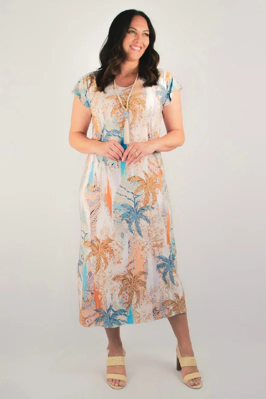 Oasis Print Short Sleeve Jersey Maxi Dress Elegant Tiered Maxi Dress