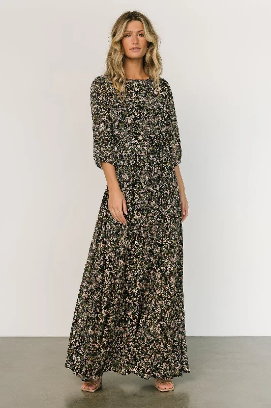 Rebecca Maxi Dress | Black Floral Chic Summer Maxi Dress