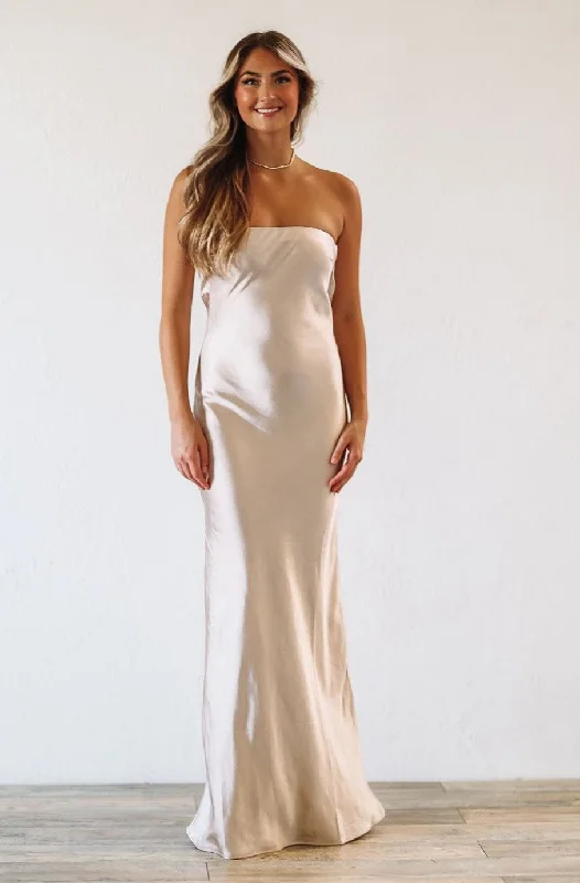 Satin Dreams Maxi Dress - Champagne Classic Black Maxi Dress