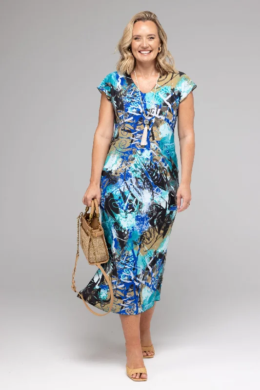 Seachange Print Short Sleeve Jersey Maxi Dress Comfortable Flowy Maxi Dress