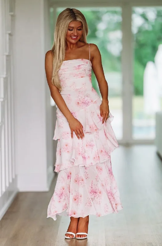 Show You The Way Maxi Dress - Blush Pink Trendy V-Neck Maxi Dress