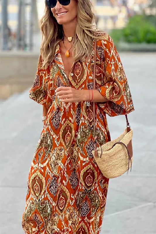 Print Drape Graceful Maxi Dress Stylish Maxi Dress with Frills