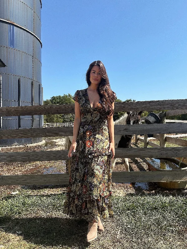 Wildflower Fields Maxi Dress Cozy Maxi Dress with Slit