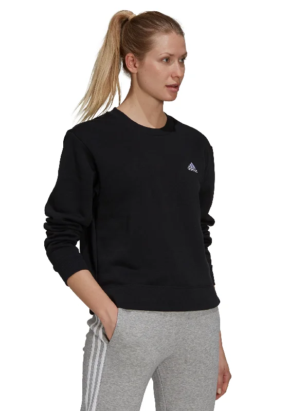 Adidas Womens Essentials Small Logo Fleece Cropped Sweatshirt <br> GS1365 Hoodie with Slit Hem Functional Movement