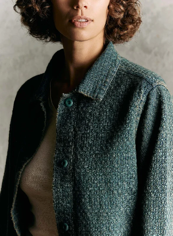 agnes jacket in woven indigo Wool Jacket Cashmere Jacket Tweed Jacket